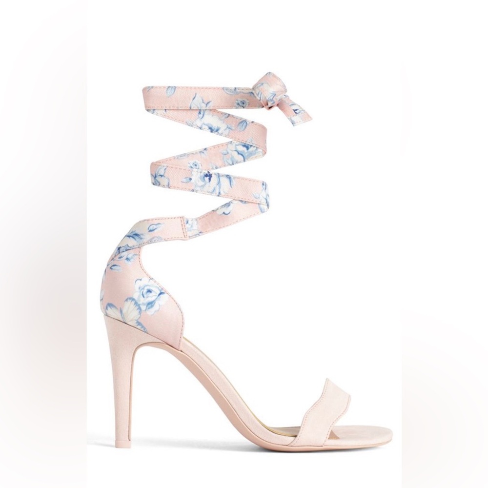 Call It Spring Blue Floral Lace-Up Heels